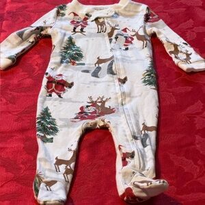 Pottery Barn Kids Heritage Santa Organic Cotton Baby Pajama/Sleeper Size 3-6 M